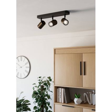 Eglo - Spot pentru baie 3xGU10/5W/230V IP44 negru/maro