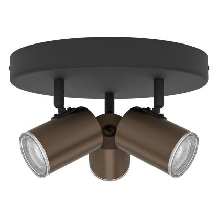 Eglo - Spot pentru baie, 3x GU10/5W/230V, Ø25 cm, IP44, negru/maro