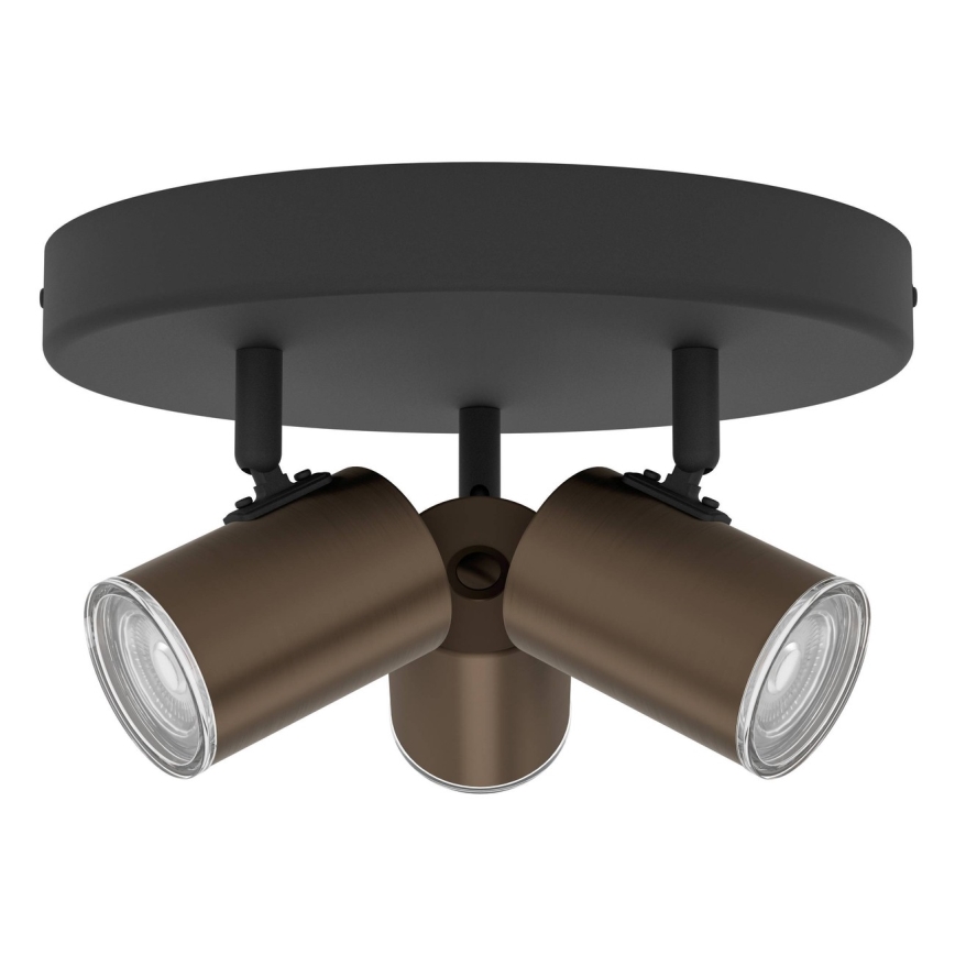 Eglo - Spot pentru baie, 3x GU10/5W/230V, Ø25 cm, IP44, negru/maro