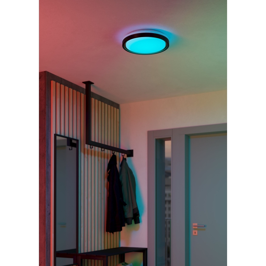 Eglo 300684 - Plafonieră LED RGBW dimabilă MALERAMARA-Z LED/14W/230V 2700-6500K Ø 35,7 cm negru/auriu + telecomandă