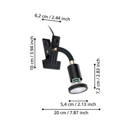 Eglo - Lampă LED cu clemă 1xGU10/4,5W/230V neagră
