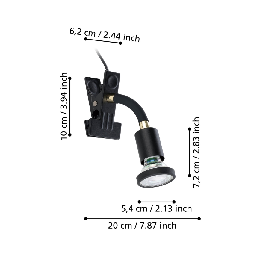 Eglo - Lampă LED cu clemă 1xGU10/4,5W/230V neagră