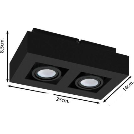 Eglo 31063 - Spot LED MENDOZA, 2 x LED, 4,7 W, 230 V, 3000 K, negru