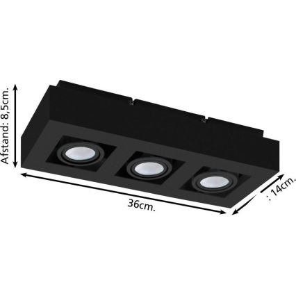 Eglo 31064 - Spot LED MENDOZA 3xLED/4,7W/230V 3000K negru