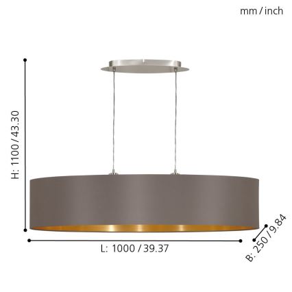 Eglo - Lustra cu cablu 2xE27/60W/230V