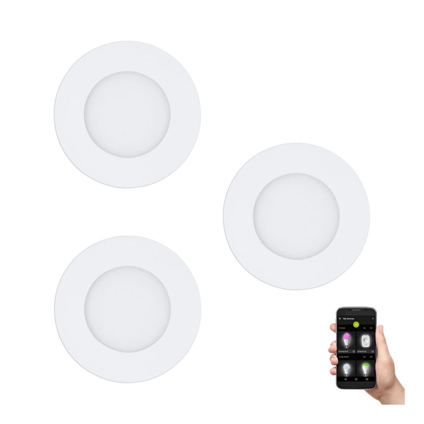 Eglo 31741 - Set 3x spot LED încastrat dimabil pentru baie FUEVA-Z, 1x LED/2,8W/230V/2700-6500K/IP44, alb, Ø 8,5 cm