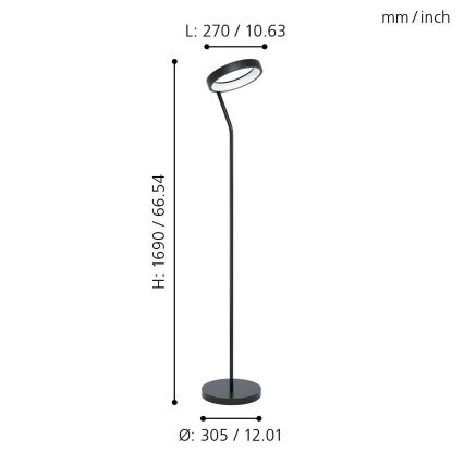 Eglo 32327 - Lampă de podea LED reglabilă RGBW MARGHERA-C LED/15,5W/230V 2700-6500K negru