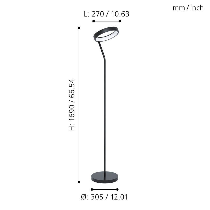 Eglo 32327 - Lampă de podea LED reglabilă RGBW MARGHERA-C LED/15,5W/230V 2700-6500K negru