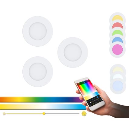 Eglo - Set 3x spoturi LED RGB reglabile, încastrate FUEVA-C LED/3W/230V pr. 8,5 cm