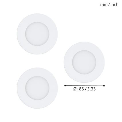 Eglo - Set 3x spot LED RGB dimabil pentru montaj încastrat FUEVA-C 1xLED/3W/230V Ø 8,5 cm