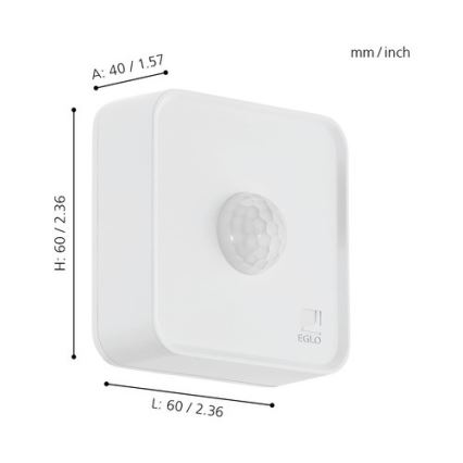 Eglo 33236 - Senzor exterior de mișcare și crepuscular CONNECT SENSOR, 3xAA, 12 m, alb, IP44