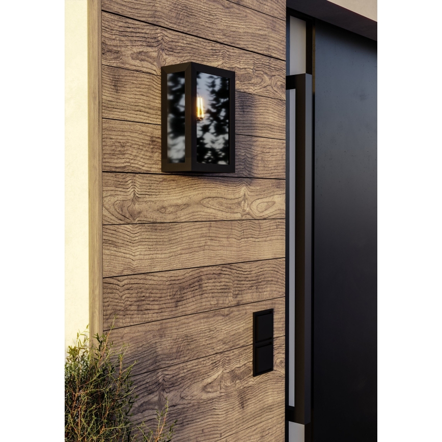 Eglo - Aplică de perete pentru exterior 1xE27/60W/230V IP44 negru/fumuriu