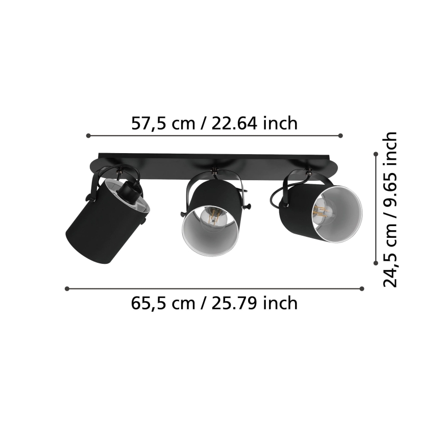 Eglo 33647 - Plafonieră cu spoturi VILLABATE, 3 x E27 / 10W / 230V