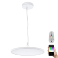 Eglo 33676 - Lustră suspendată pe cablu CERIGNOLA-C LED RGBW dimmabilă, 32W/230V, 2700-6500K, albă + telecomandă