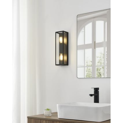 Eglo 33856 - Aplică de perete pentru exterior ALAMONTE 2xE27/60W/230V IP44 negru