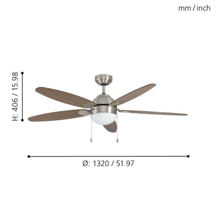Eglo - Ventilator de tavan 1xE14/60W/230V