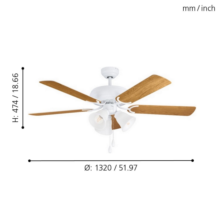 Eglo 35076 - Ventilator de tavan LAS PALMAS 3xE27/40W/230V maro