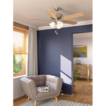 Eglo 35077 - Ventilator de tavan LAS PALMAS 3xE27/40W/230V crom mat/maro