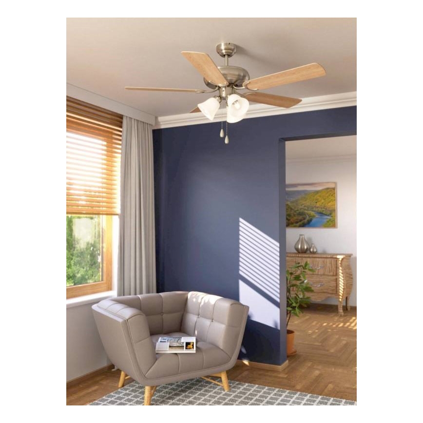 Eglo 35077 - Ventilator de tavan LAS PALMAS 3xE27/40W/230V crom mat/maro