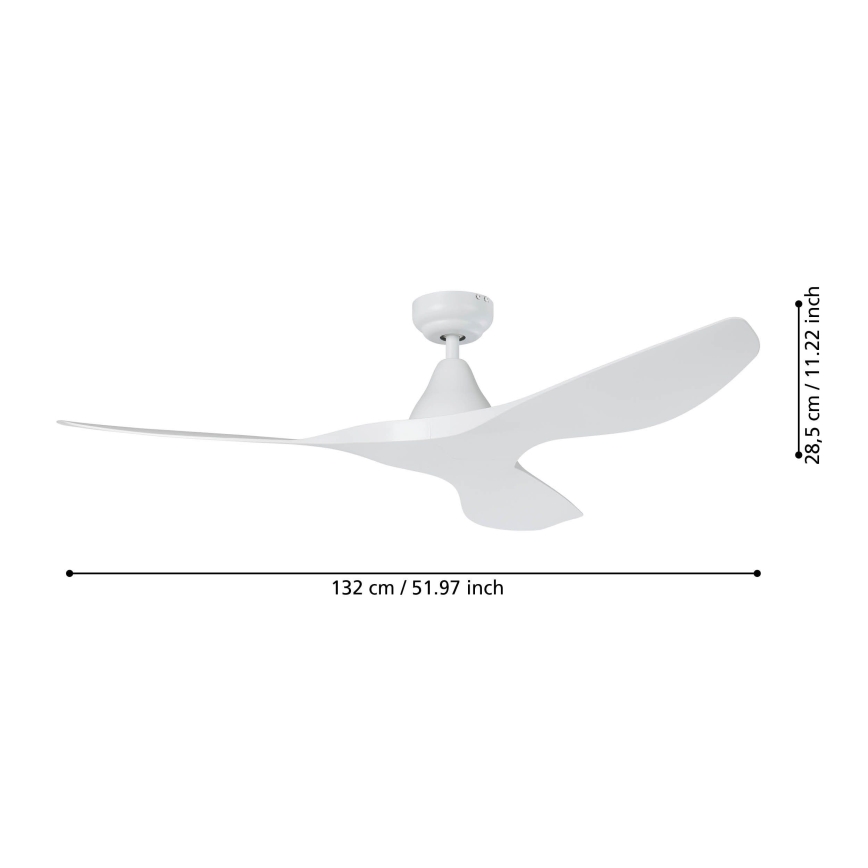 Eglo - Ventilator de tavan Ø 132 cm, alb, cu telecomandă