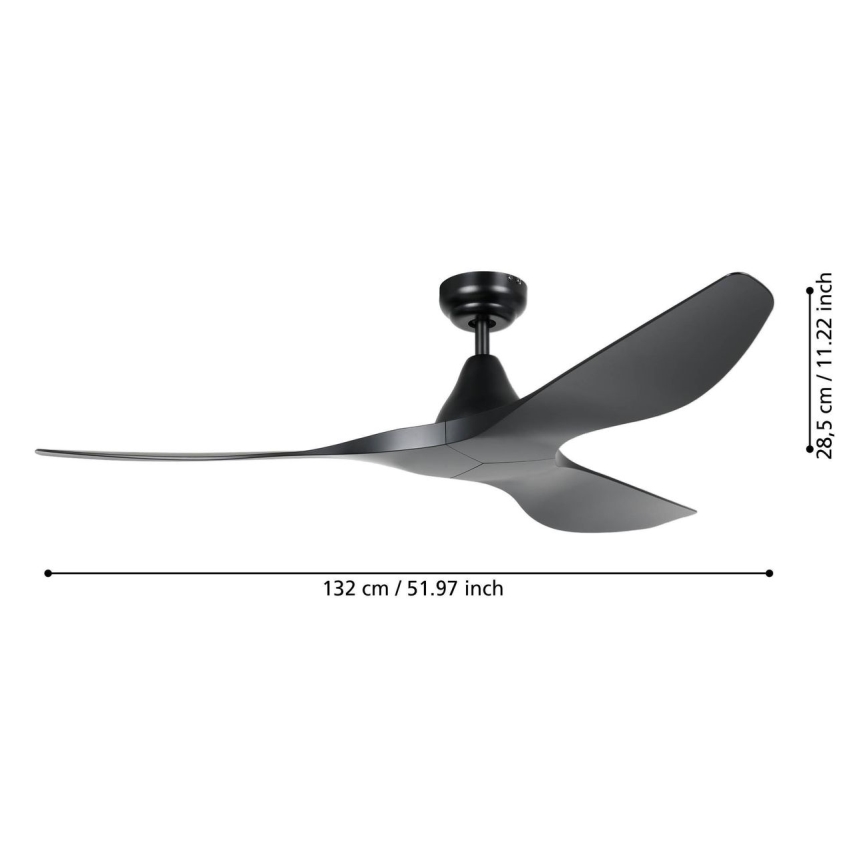 Eglo - Ventilator de tavan Ø 132 cm, negru, cu telecomandă