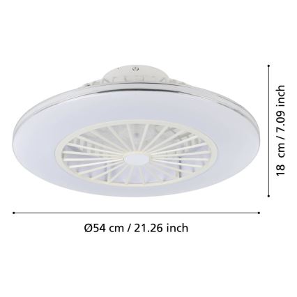 Eglo - Ventilator de tavan LED reglabil 3xLED/12,6W/230V 2700-6500K Ø55 cm alb + telecomandă