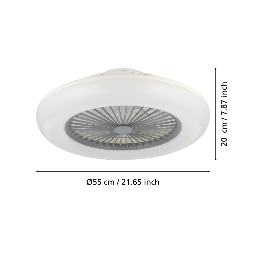 Eglo - Ventilator de tavan LED dimabil, 3xLED/12,6W/230V, 2700-6500K, Ø 55 cm, gri + telecomandă