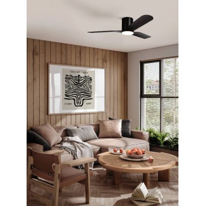 Eglo - Ventilator de tavan cu LED, dimabil, 17 W, 230 V, 3000/4000/5000 K, Ø 132 cm, negru + telecomandă