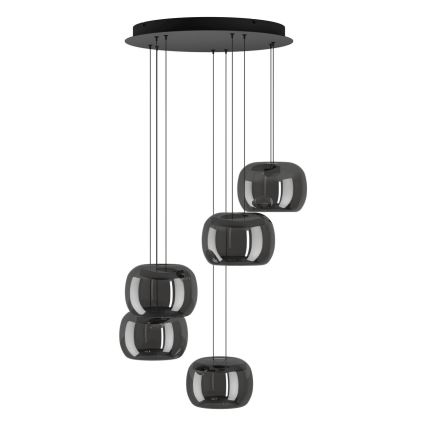 Eglo - Lustră LED dimabilă suspendată pe cablu 5xLED/5,8W/230V negru/fumuriu