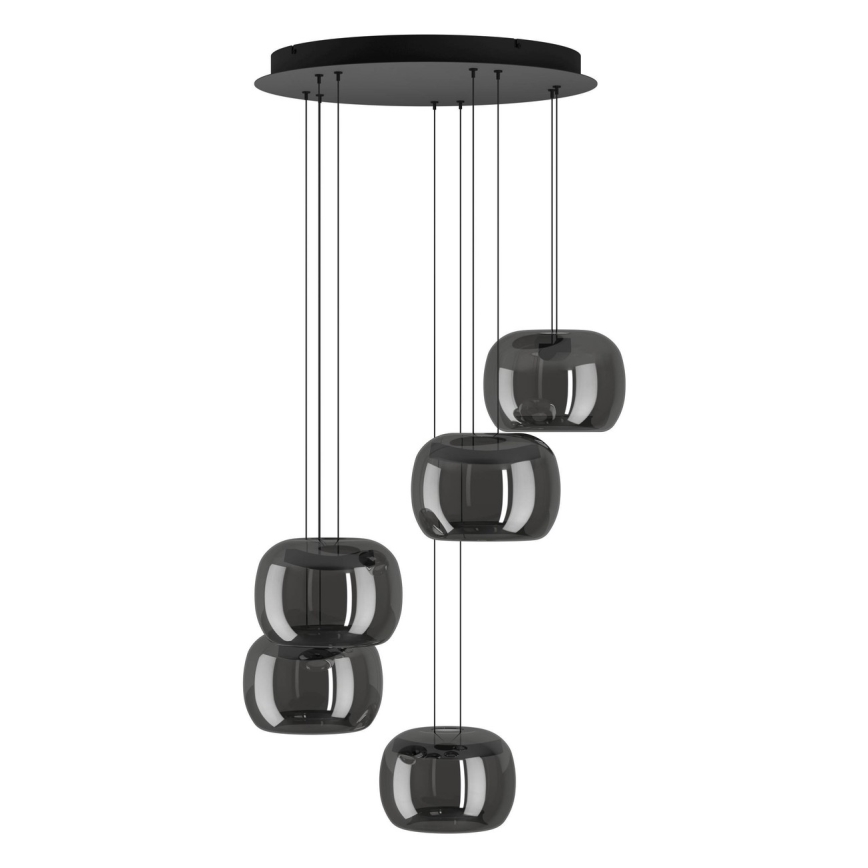 Eglo - Lustră LED dimabilă suspendată pe cablu 5xLED/5,8W/230V negru/fumuriu