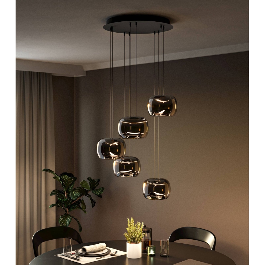 Eglo - Lustră LED dimabilă suspendată pe cablu 5xLED/5,8W/230V negru/fumuriu