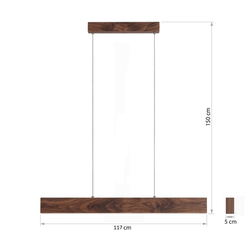 Eglo - Lustra LED reglabilă suspendată pe cablu LED/21W/230V + LED/8,4W nuc
