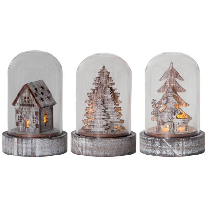 Eglo - Set 3x decorațiuni de Crăciun LED/0,06W/1xCR2032 maro
