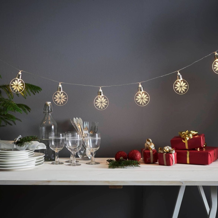 Eglo 411112 - Ghirlandă LED de Crăciun ORNAMENT 10xLED/3xAA 2,4m alb cald