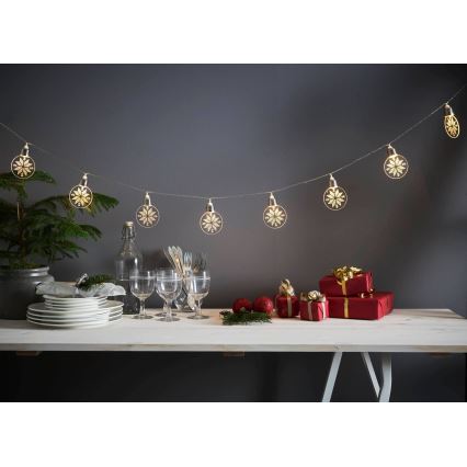 Eglo 411112 - Ghirlandă LED ORNAMENT 10xLED/3xAA 2,4 m alb cald
