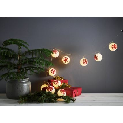 Eglo 411113 - Ghirlandă LED ORNAMENT 10xLED/3xAA 1,65 m alb cald