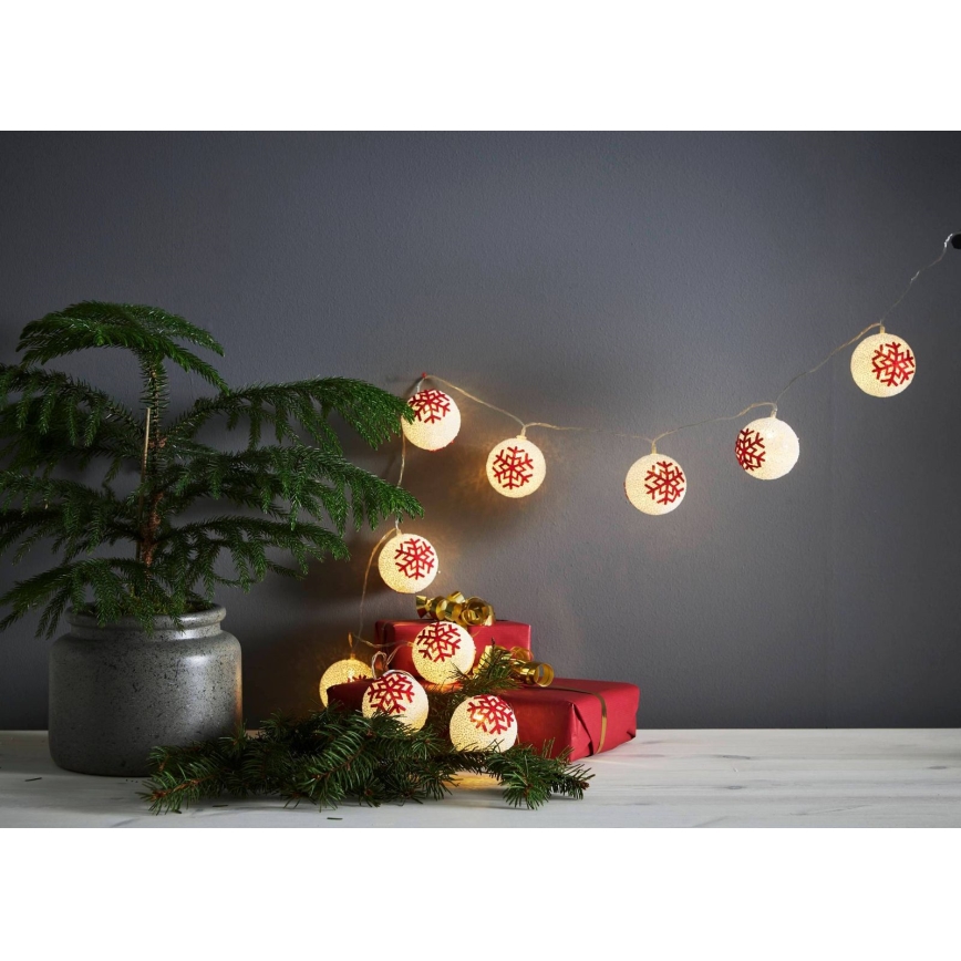 Eglo 411113 - Ghirlandă LED ORNAMENT 10xLED/3xAA 1,65 m alb cald