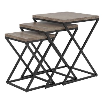 Eglo 424783 - Set de 3 măsuțe laterale CLONMANY, maro/negru