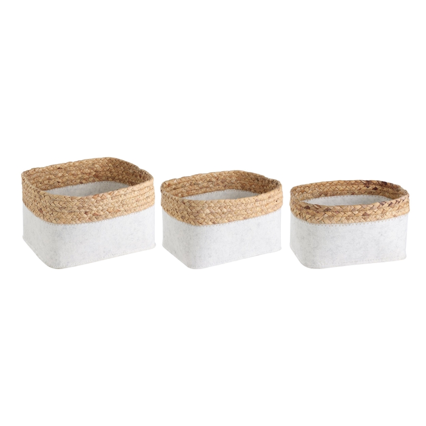Eglo 426585 - Set de 3 coșuri decorative NANAE 16x27 cm alb/bej
