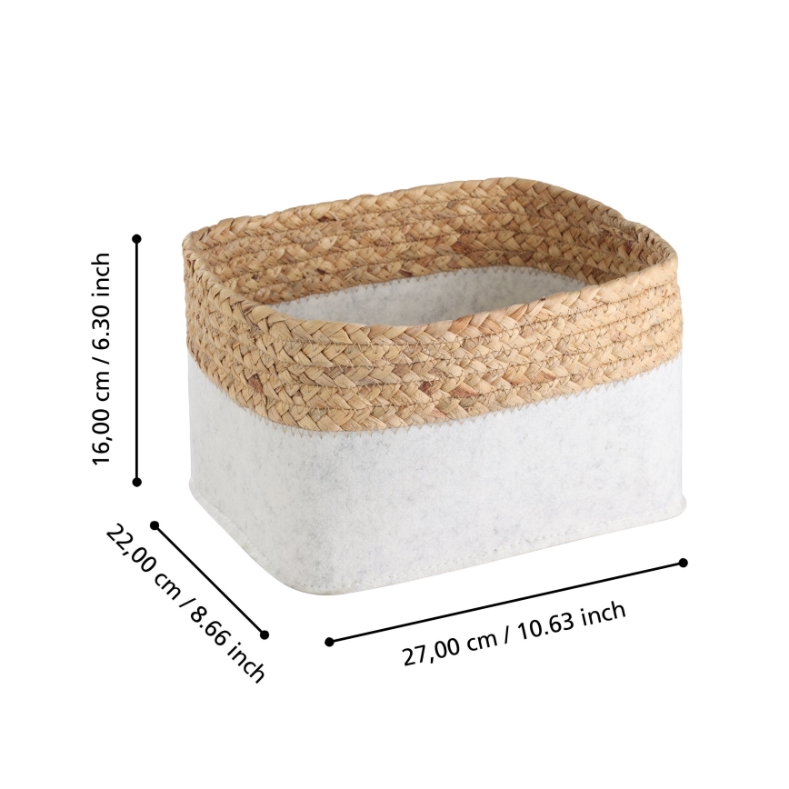 Eglo 426585 - Set de 3 coșuri decorative NANAE 16x27 cm alb/bej