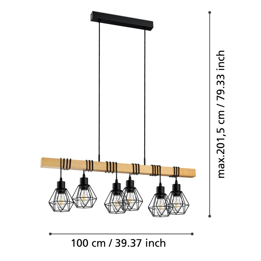 Eglo - Lustră pe cablu TOWNSHEND 6xE27/60W/230V