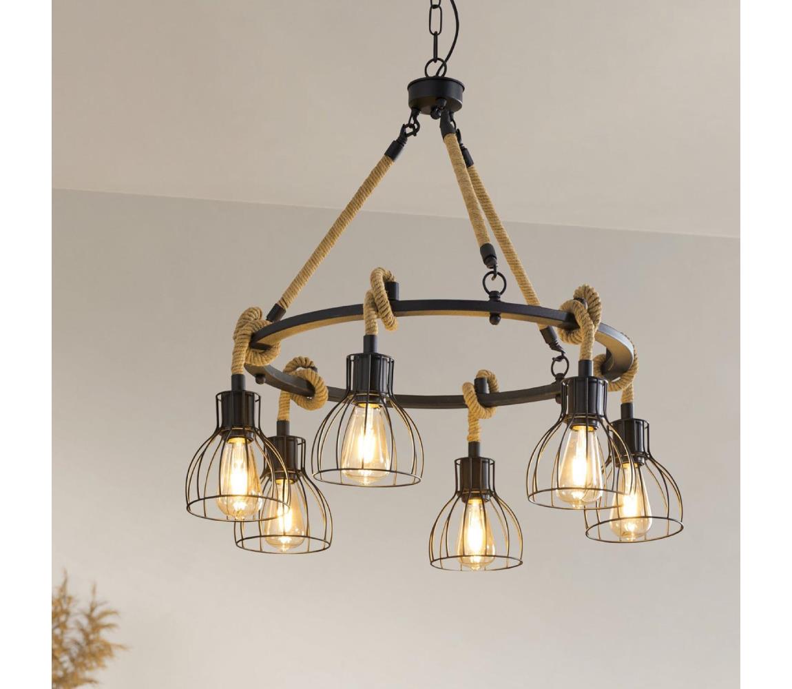 Eglo 43194 - Lustră pe lanț RAMPSIDE 6xE27/28W/230V