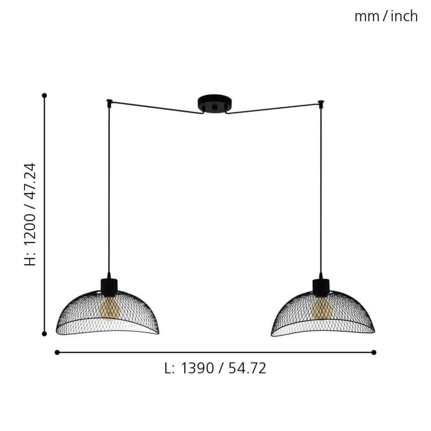 Eglo - Lustră pe cablu 2xE27/60W/230V