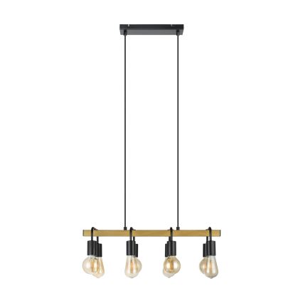 Eglo 43316 - Lustră suspendată pe cablu ERRIBERA 8xE27/40W/230V stejar/negru