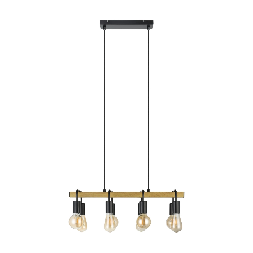Eglo 43316 - Lustră suspendată pe cablu ERRIBERA 8xE27/40W/230V stejar/negru