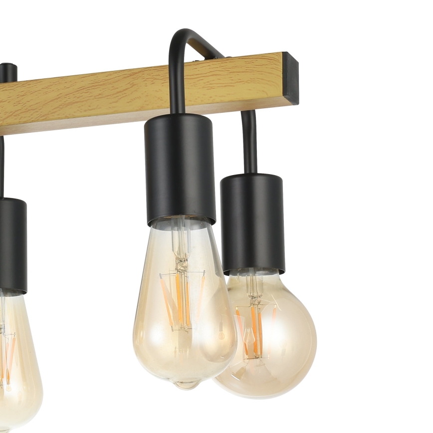 Eglo 43316 - Lustră suspendată pe cablu ERRIBERA 8xE27/40W/230V stejar/negru