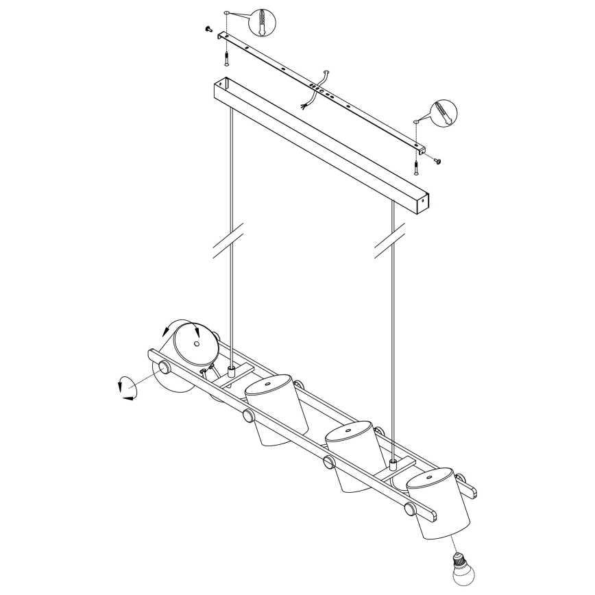 Eglo - Lustră pe cablu 4xE27/28W/230V