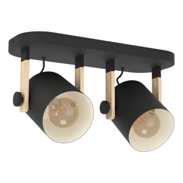 Eglo 43557 - Spot HORNWOOD 2xE27/28W/230V negru