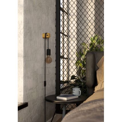 Eglo - Lampă de perete 1xE27/13W/230V neagră/bej