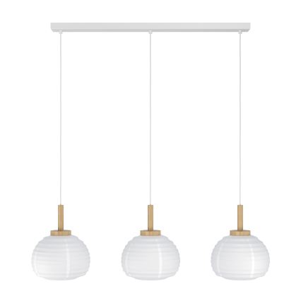 Eglo - Lustru suspendat pe cablu 3xE27/40W/230V alb/bej